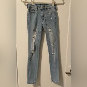 Aeropostale High Rise Jegging, Distressed Light Wash, Size 00